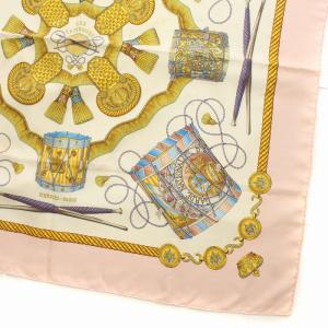 HERMES LES TAMBOURS タンブールの太鼓 スカーフ カレ90 絹 シルク ピンク
