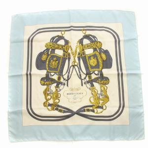 BRIDES de GALA 典用馬勒 馬具 スカーフ カレ90 大判 絹 シルク サックスブルー