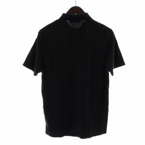 STONE ISLAND ポロシャツ カットソー 半袖 ロゴ ワッペン ハーフボタン M 黒 ブラック GY18