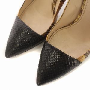 PRADA パンプス ピンヒール ハイヒール ポインテッドトゥ パイソン レザー 36 23cm 茶 ブラウン 黒 ブラック