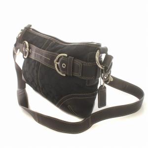 COACH ワンショルダーバッグ シグネチャー ジャガード ハンプトンズ キャンバス レザー F07077