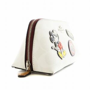 COACH ポーチ 小物入れ ディズニーコラボ ミッキーマウス シグネチャー PVC ロゴ ラウンドファスナー 白 ホワイト 3775