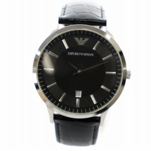 クラシック CLASSIC 腕時計 ウォッチ クォーツ  デイト カレンダー付き 黒文字盤 ロゴ 黒 ブラック シルバー色