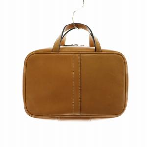 COACH オールドコーチ ハンドバック ポーチ レザー ロゴ チャーム付き 茶 ブラウン GY18