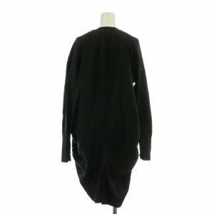 Y's ノーカラーコート アウター ナイロン ロング 比翼ボタン 黒 ブラック