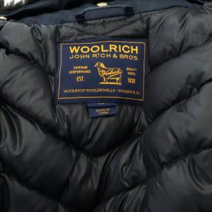 WOOLRICH ダウン コート フード ボウブリッジパーカー アウター ロング ラビットファー ブルジップ XS 紺 ネイビー チャコールグレー