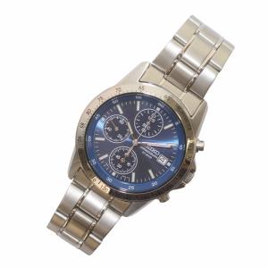 SEIKO 腕時計 ウォッチ クロノグラフ クォーツ デイト シルバー色 青文字盤 ブルー 7T92-0DW0