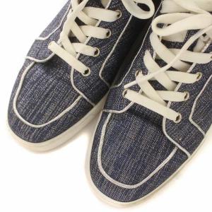 Christian Louboutin スニーカー シューズ ハイカット ロゴ レザー ラメ 41 ブルー
