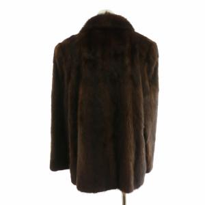 SAGA MINK 銀サガ 毛皮コート ミドル ミンクファー 長袖 総裏地 大きいサイズ 15 XL 茶 ブラウン GY18