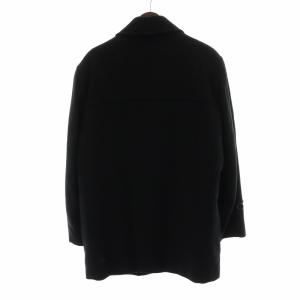 agnes b. ステンカラーコート ミドル ウール 長袖 フランス製 ジップアップ ロゴ カシミヤ混 裏地キルティング 1 S 黒 ブラック