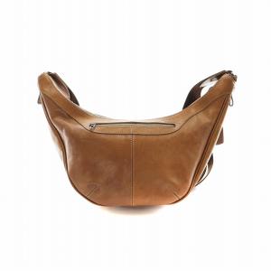 aniary ショルダーバック 三日月型 レザー ロゴ 茶 ブラウン GY11