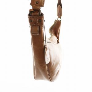 aniary ショルダーバック 三日月型 レザー ロゴ 茶 ブラウン GY11