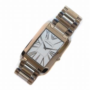 EMPORIO ARMANI 腕時計 ウォッチ クォーツ スクエア 2針 シルバー色 文字盤白 ホワイト AR-2036