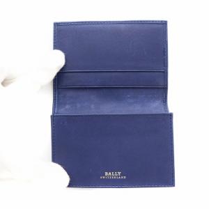 BALLY 名刺入れ カードケース レザー ストライプ ロゴ 紺 ネイビー GY11