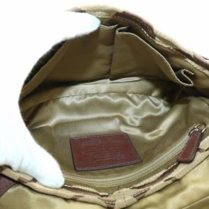 COACH ショルダーバッグ キャンバス レザー シグネチャー ロゴ 総柄 ターンロック 茶色 ブラウン F17798