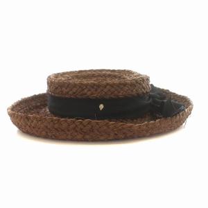 HELEN KAMINSKI 麦わら帽子 ハット ラフィア リボン 編み込み 茶 ブラウン