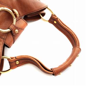 TOD'S ハンドバック ワンショルダー レザー ロゴ ゴールド金具 茶 ブラウン GY11