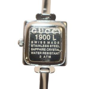 GUCCI 腕時計 ウォッチ クォーツ スクエア ロゴ 2針 シルバー色 文字盤黒 ブラック 1900L