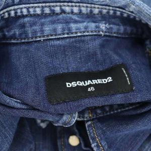 DSQUARED2 S79DL0001 ICON デニム シャツ ウエスタン ロゴ プリント 長袖 46 ブルー 