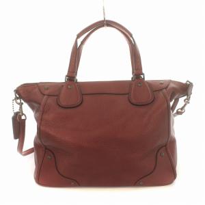 COACH 2WAY ショルダーバック ハンドバッグ ミッキー グレイン サッチェル レザー ロゴ 赤 レッド F34040