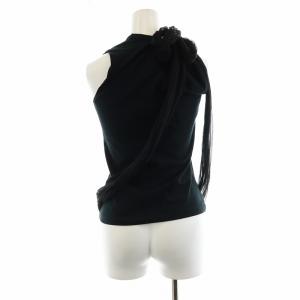 Christian Dior ブティック BOUTIQUE タンクトップ カットソー チュール リボン 絹 シルク 36 S 黒 ブラック GY18