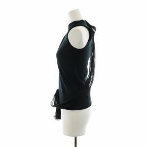 Christian Dior ブティック BOUTIQUE タンクトップ カットソー チュール リボン 絹 シルク 36 S 黒 ブラック GY18