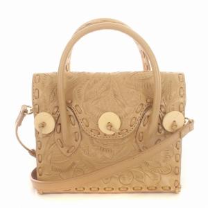 OMiniMaestraMT ミニマエストラ 2WAY ハンドバッグ ショルダーバッグ レザー 牛革 ペイズリー フラップ