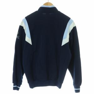 adidas 90's ヴィンテージ デサント製 トラックジャケット ジャージ 長袖 ロゴ刺繍 ジップアップ ハイネック L 紺 ネイビー