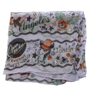Vivienne Westwood スカーフ オーブ 総柄 絹 シルク 紫 パープル