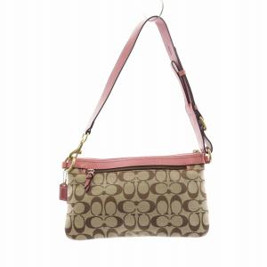 COACH ワンショルダーバッグ シグネチャー キャンバス レザー ロゴ ピンク ベージュ GY17