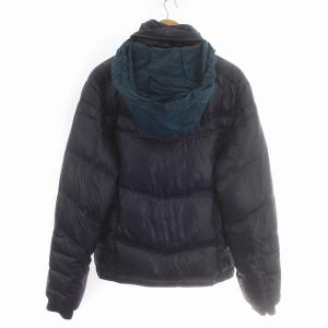 DIESEL Teflon ダウンジャケット ロゴ ジップアップ フード XL ブルー