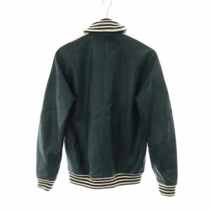 HYSTERIC GLAMOUR スタジャン レザージャケット ブルゾン ラムレザー 羊革 RAW POWER ロゴ タイガー 長袖 ジップアップ S 緑 グリーン