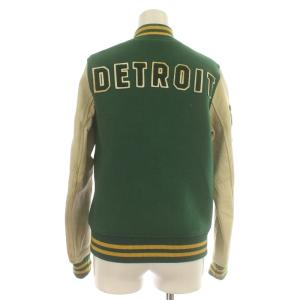 HYSTERIC GLAMOUR スタジャン ジャケット シングル ワッペン 総柄 レザー ウール F 緑 グリーン