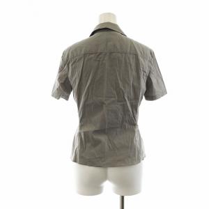 PRADA ステンカラーシャツ 半袖 無地 40 L グレー GY17