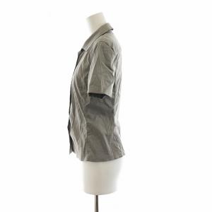 PRADA ステンカラーシャツ 半袖 無地 40 L グレー GY17