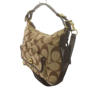 COACH レガシー シグネチャー コートニー ワンショルダーバッグ ハンドバッグ 2way ホーボー ジャガード レザー 茶 ブラウン