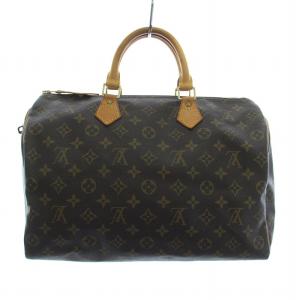 LOUIS VUITTON モノグラム スピーディ 35 ハンドバッグ PVC レザー カデナ パドロック