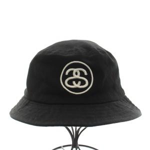 STUSSY SS Link Bucket Hat バケットハット 帽子 ロゴ刺繍 L/XL 黒 ブラック