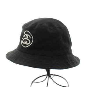STUSSY SS Link Bucket Hat バケットハット 帽子 ロゴ刺繍 L/XL 黒 ブラック