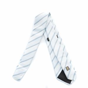 LOUIS VUITTON ネクタイ レギュラータイ モノグラム ストライプ 絹 シルク イタリア製 水色 ライトブルー