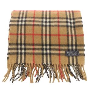 burberrys マフラー ノバチェック フリンジ カシミヤ 英国製 茶 ブラウン