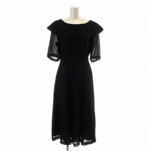 ブラックフォーマル BLACK FORMAL ワンピース 半袖 ロング ラフ衿 水玉 ドット シースルー 11AR M 黒