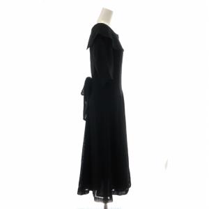 Chloe ブラックフォーマル BLACK FORMAL ワンピース 半袖 ロング ラフ衿 水玉 ドット シースルー 11AR M 黒