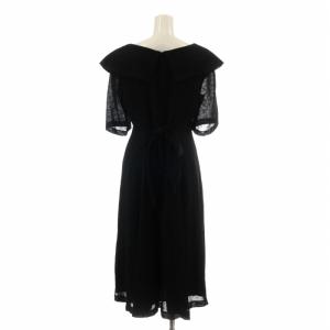 Chloe ブラックフォーマル BLACK FORMAL ワンピース 半袖 ロング ラフ衿 水玉 ドット シースルー 11AR M 黒