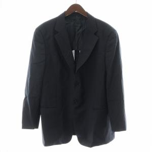 ARMANI COLLEZIONI セットアップ スーツ テーラードジャケット パンツ スラックス 背抜き ノーベント ウール ストライプ 54 XL 紺 ネイビー