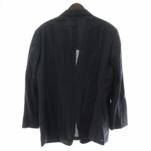 ARMANI COLLEZIONI セットアップ スーツ テーラードジャケット パンツ スラックス 背抜き ノーベント ウール ストライプ 54 XL 紺 ネイビー