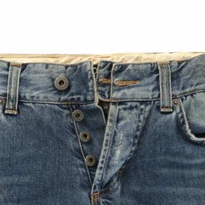 D&G デニムパンツ ジーンズ ストレート ダメージ加工 ペイント ボタンフライ ロゴ 29 43 L インディゴ 紺 ネイビー