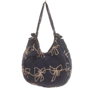 MARC by MARC JACOBS トートバッグ ショルダーバッグ ロゴプレート リボン 総柄 肩掛け ナイロン 紺 ネイビー