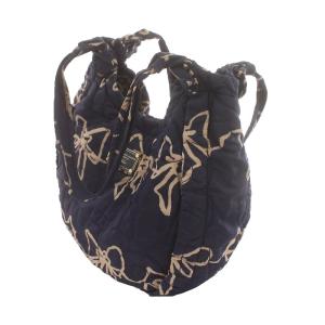 MARC by MARC JACOBS トートバッグ ショルダーバッグ ロゴプレート リボン 総柄 肩掛け ナイロン 紺 ネイビー