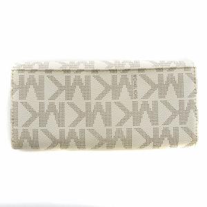 MICHAEL KORS 長財布 スナップボタン レザー ゴールド金具 総柄 白 ホワイト アイボリー GY14